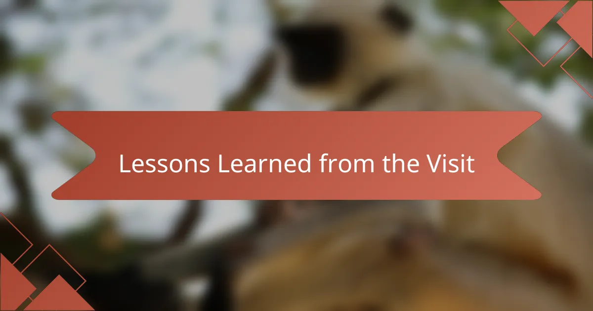 Lessons Learned from the Visit